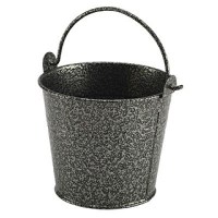 10cm Silver Galvanised Hammered Steel Bucket